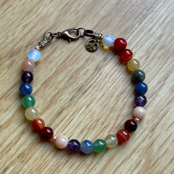 Chakra Bracelet with natural stones Reiki infused - Picture 3 of 12